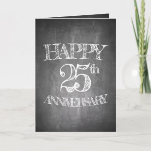 Glückliches 25. Jubiläum auf der Kreidetafel Karte