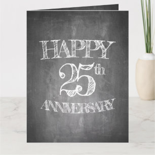 Glückliches 25. Jubiläum auf der Kreidetafel Karte