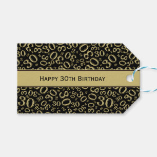 Glückliches 30. Geburtstags-Gold/schwarzes Geschenkanhänger