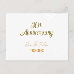 Glückliches 30. Hochzeitsjubiläum goldene orange V Postkarte