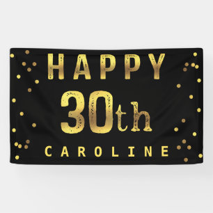 Glückliches 30. Imitat-Goldfolieconfetti-Schwarze Banner