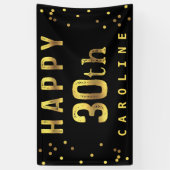Glückliches 30. Imitat-Goldfolieconfetti-Schwarzes Banner (Vertikal)