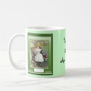 Glückliches 32. Jahrestags-Mädchen mit Kätzchen Kaffeetasse