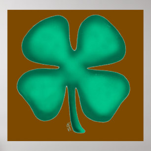 Glückliches 4-Blatt-Irland-Klee braun wert matter Poster