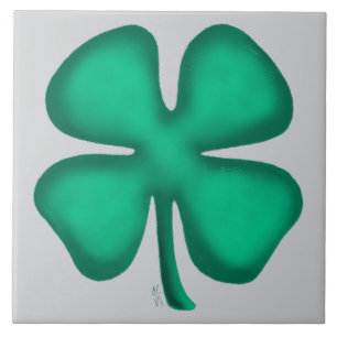 Glückliches 4-Blatt-Irland-Klee grau große Fliese