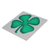 Glückliches 4-Blatt-Irland-Klee grau große Fliese (Seite)