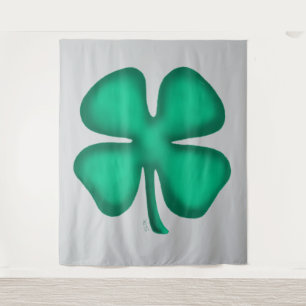 Glückliches 4-Blatt-Irland-Klee grauer Teppich Wandteppich