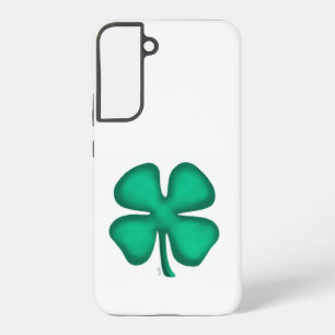 Glückliches 4-Blatt-Irland-Klee weiß S22Plus-Handy Samsung Galaxy Hülle