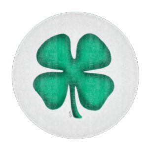 Glückliches 4-Blatt-Irland-Kleeblatt weiß Schneidb Schneidebrett