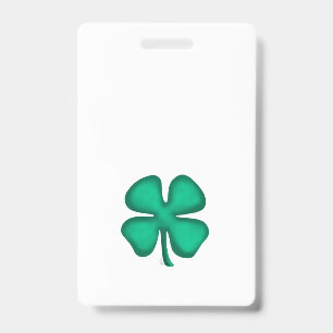 Glückliches 4-Blatt-Irland-Kleeweißabzeichen verti Ausweis