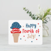 Glückliches 4. der Juli-US Flagge-Eiscreme Einladung (Stehend Vorderseite)