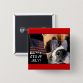 Glückliches 4. des Juli-Boxerknopfes Button (Vorne & Hinten)