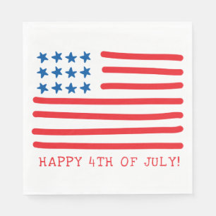 Glückliches 4. gezeichneter amerikanischer Flagge Serviette