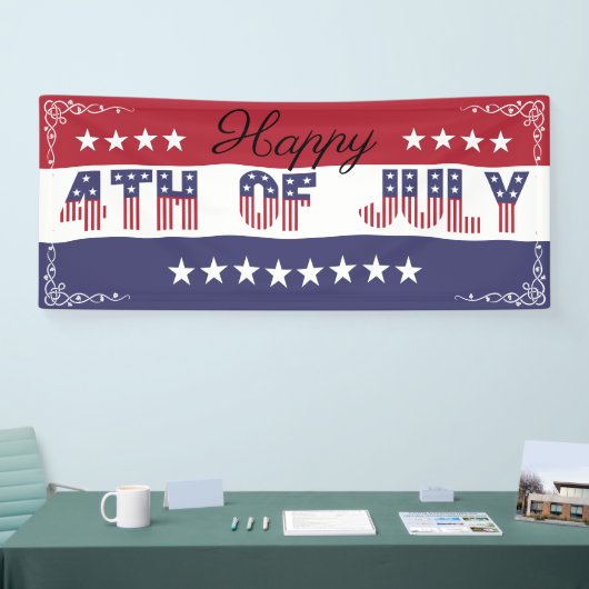 Glückliches 4. roten weißen blauen US Flagge Julis Banner (Messe)