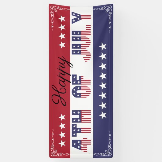 Glückliches 4. roten weißen blauen US Flagge Julis Banner (Vertikal)