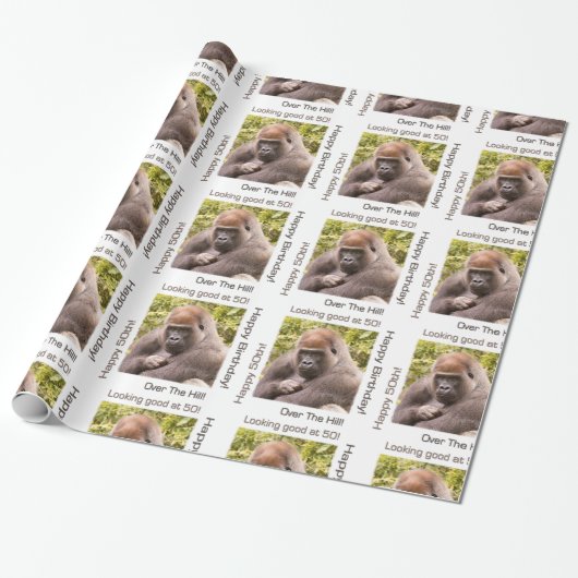 Glückliches 50. Geburtstag Gorilla Wrapping Paper Geschenkpapier (Ungerollt)