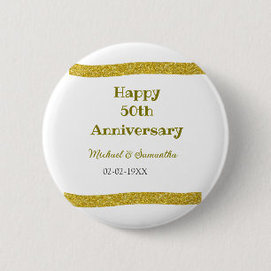 Glückliches 50-jähriges Jubiläum goldene Glitter-R Button
