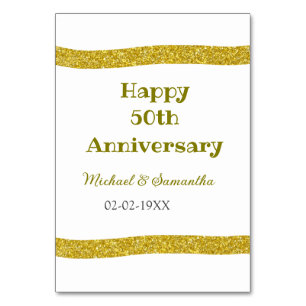 Glückliches 50. Jubiläum goldene Glitter-Rand grau Tischnummer