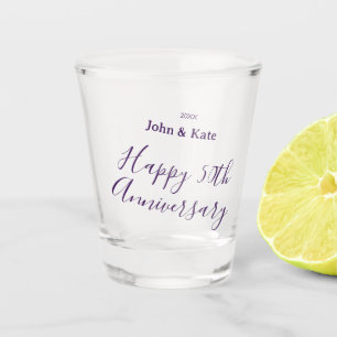 Glückliches 50. Jubiläum lila Name Jahr einfach  Schnapsglas