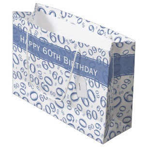 Glückliches 60. Geburtstags-Party-Muster-Blau und Große Geschenktüte
