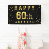 Glückliches 60. Imitat-Goldfolieconfetti-Schwarzes Banner (Insitu)