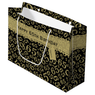 Glückliches 65. Geburtstags-Party-Thema-Schwarzes Große Geschenktüte