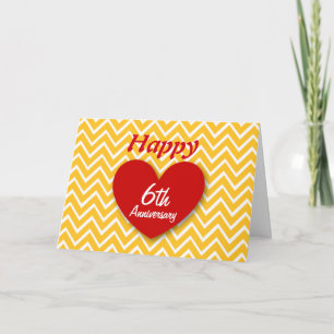 Glückliches 6. Hochzeitsjubiläum Goldene Chevrons Karte