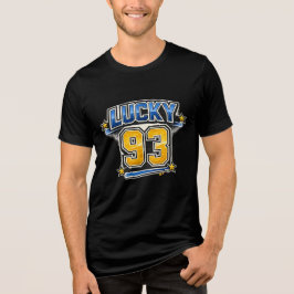 Glückliches 93 Retro-Sport-Nummer-T-Shirt | Vintag Tri-Blend Shirt