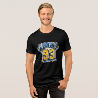 Glückliches 93 Retro-Sport-Nummer-T-Shirt | Vintag Tri-Blend Shirt
