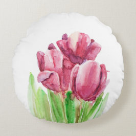 Glückliches abstraktes rosa Tulpekissen Ostern Rundes Kissen