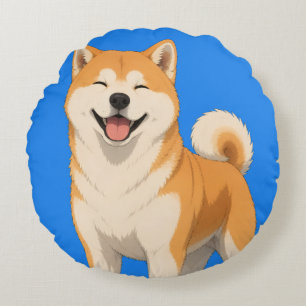 Glückliches Akita-Hund-Design Rundes Kissen