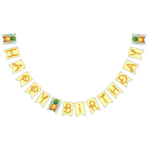 Glückliches Ananas-Bunting-Banner zum Geburtstag Wimpelkette