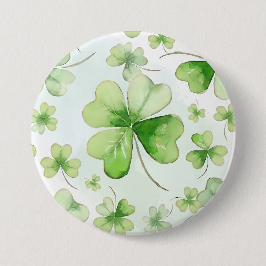 Glückliches Aquarell Vierblattklee Irisch Mama Pap Button (Vorderseite)
