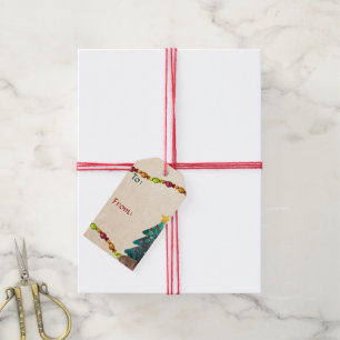 Glückliches Aquarell-Weihnachten Zu-Von Geschenkanhänger