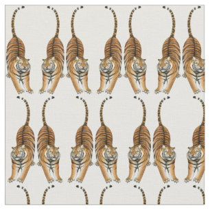 Glückliches ausdehnendes Tiger-Gewebe Stoff