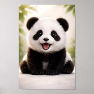 Glückliches Baby-Panda Süße Nursery-Wildtier-Tier Poster