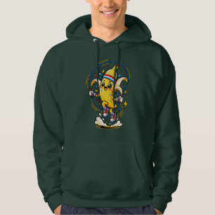 Glückliches Bananen-Springseil-Cartoon-Fitness-Mas Hoodie