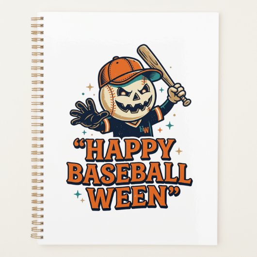 Glückliches Baseball Ween Vintage Halloween Baseba Planer (Vorderseite)