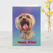 Glückliches B'day! Niedliches yorkie digitale Karte (Gelbe Blume)