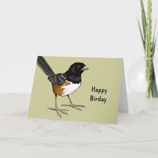 Glückliches Birday: Wortspiel, Vogel-Illustration: Karte (Vorderseite)