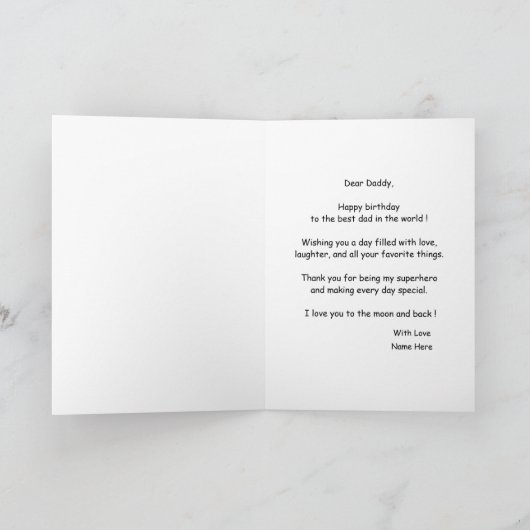 GLÜCKLICHES BIRTHDAY DADDY CARD CUSTOM FOTO & TEXT KARTE (Innenseite)