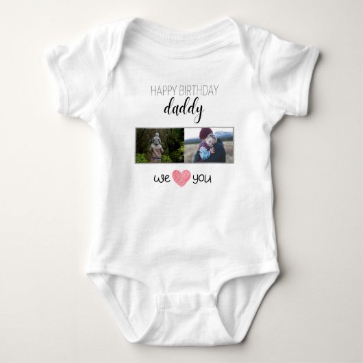 GLÜCKLICHES BIRTHDAY DADDY CUSTOM FOTO UND TEXT BABY STRAMPLER (Vorderseite)