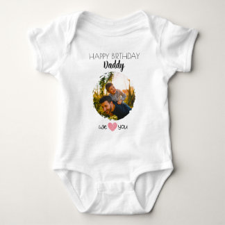 GLÜCKLICHES BIRTHDAY DADDY CUSTOM FOTO UND TEXT BABY STRAMPLER