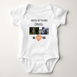 GLÜCKLICHES BIRTHDAY DADDY CUSTOM FOTO UND TEXT BABY STRAMPLER