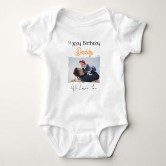 GLÜCKLICHES BIRTHDAY DADDY CUSTOM FOTO UND TEXT BABY STRAMPLER