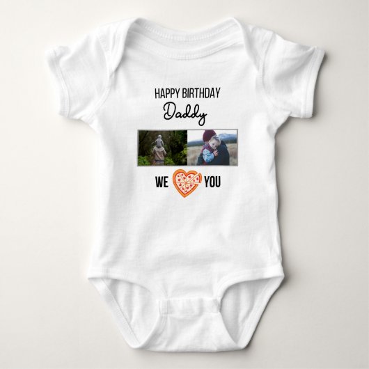 GLÜCKLICHES BIRTHDAY DADDY CUSTOM FOTO UND TEXT BABY STRAMPLER (Vorderseite)