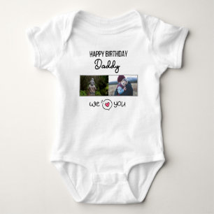 GLÜCKLICHES BIRTHDAY DADDY CUSTOM FOTO UND TEXT BABY STRAMPLER