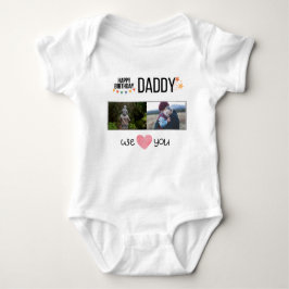 GLÜCKLICHES BIRTHDAY DADDY CUSTOM FOTO UND TEXT BABY STRAMPLER