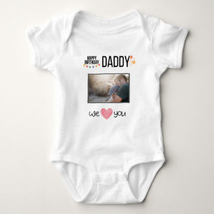GLÜCKLICHES BIRTHDAY DADDY CUSTOM FOTO UND TEXT BABY STRAMPLER