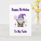 GLÜCKLICHES BIRTHDAY GNOME STYLE ZU MEINER "TWIN"- KARTE (Gelbe Blume)